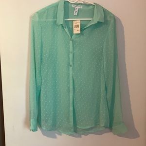 Mint green see-through Blouse.
